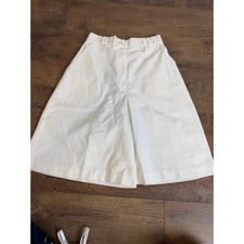 Vintage ILGWU Union Made White Cotton Culottes Wide Leg Shorts Skirt Small