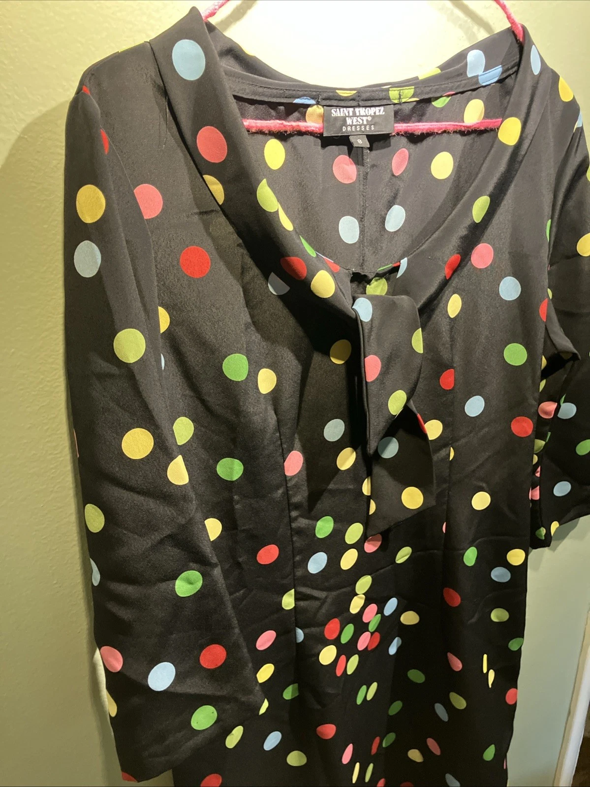 VETEMENTS Abito da festa nero Saint Tropez West vintage multicolore a pois donna taglia 8