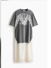 Stella McCartney x H&M Lace Trim T-Shirt Dress Size Medium NWT
