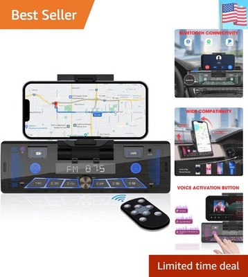 Single-Din Stereo with Car Phone Holder - Bluetooth Car Radio - Push to Talk ...