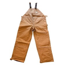 VTG Carhartt R02BRN Bib Overalls 48x32 Quilt Lined Duck Brown USA Made DEADSTOCK