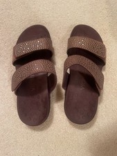 Vionic Double Strap Slip-on Brown w/ Bronze Studded Sandals Size 6.5 Pre-Owned
