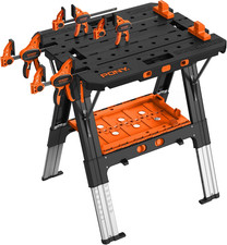 Portable Folding Work Table, 2-In-1 as Sawhorse & Workbench, 31&rdquo; W&times;25&rdquo; D&times;25&rdquo;-35&rdquo;