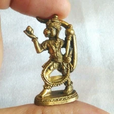 Brass Hanuman Figurine Miniature Lucky Monkey Dance Warrior Statue of Victory