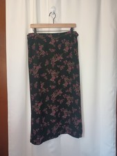 Vintage Rena Rowan Womens Fairy Grunge Midi Skirt 24W Dark Floral Whimsigoth