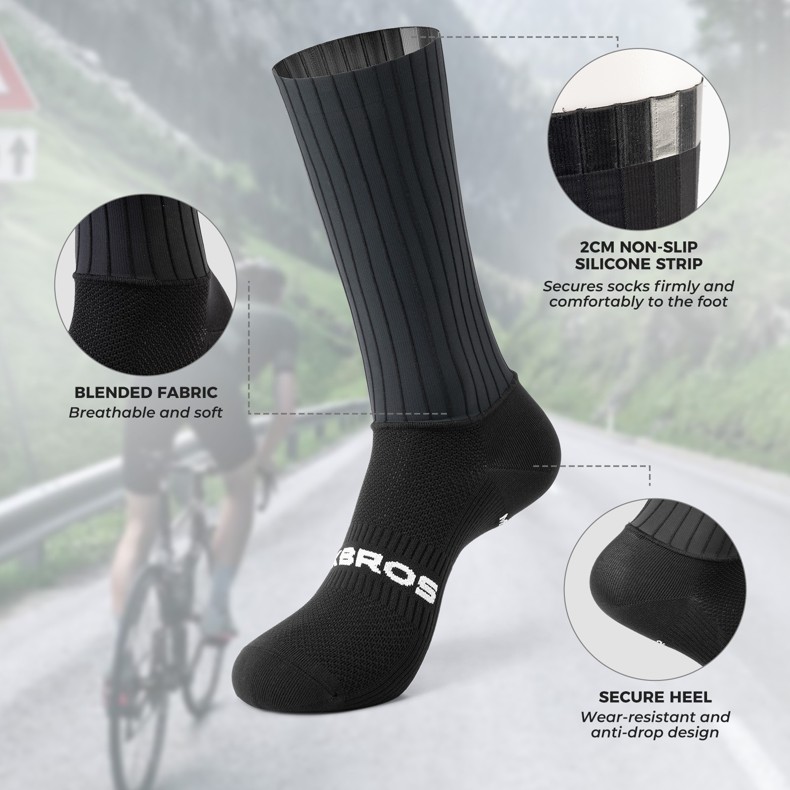 Calze Bici ROCKBROS Unisex Traspiranti e Leggere foto 5