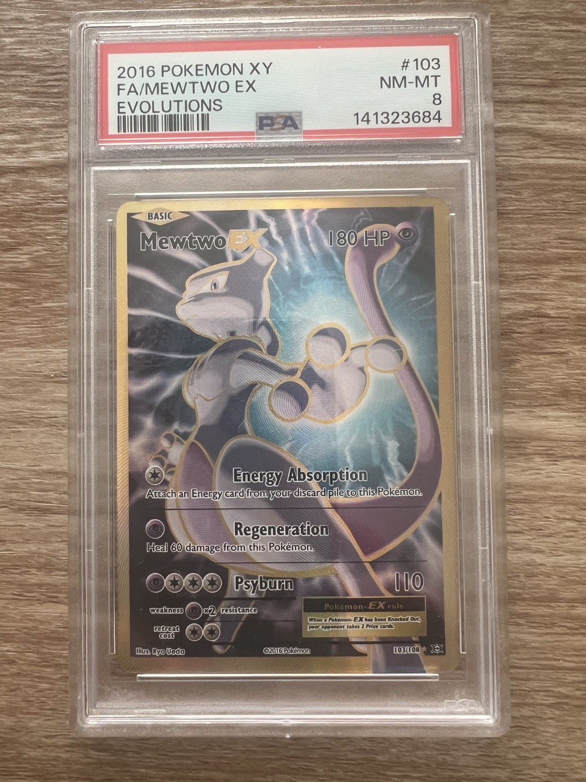 PSA 8 Mewtwo EX Full Art 103/103 XY Evolutions Pokemon Card