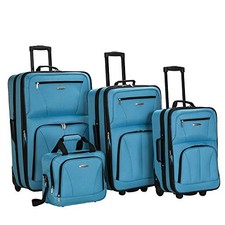 ROCKLAND JOURNEY SOFTSIDE UPRIGHT LUGGAGE SET, EXPANDABLE, TURQUOISE