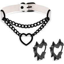 Bold Flower Choker Necklace & Earring Set – Edgy Gothic Jewelry Gift