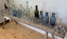 Assortment of ANTIQUE Medicine and household GLASS bottles and Pots Vintage 