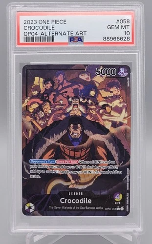 2023 One Piece Kingdoms of Intrigue Crocodile Alt Art Leader OP04-058 PSA 10 Gem