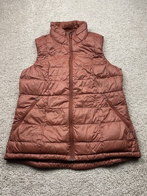 REI CO-OP Down Vest Women's Large Red Brown Puffer 650 Down Packable goose