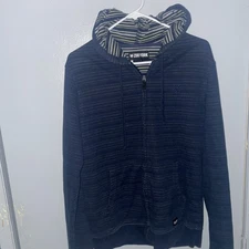 Zoo York Hoodie Mens Medium Striped Full Zip Skateboarding Sweatshirt Jacket W