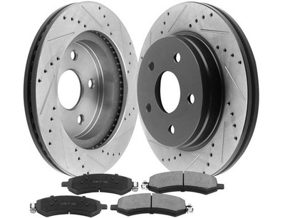 For Dodge Ram 1500 2006-2018 Front Disc Rotors and Ceramic Brake Pads 5 Lugs
