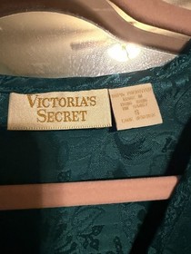 Vintage 80s Victoria&rsquo;s Secret GOLD LABEL Emerald Green Satin Jacquard Top S Rare