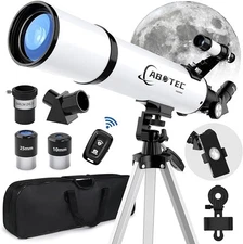 ABOTEC Telescope 80mm Aperture Astronomy Portable 500mm F50080M - White