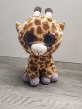 Ty Beanie Boos Safari the Giraffe Big Purple Glitter Eyes Medium 9" 
