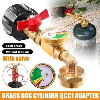 Propane Refill Adapter W/Gauge & Control Valve Fill 1 Lb Bottles From 20 Lb Tank