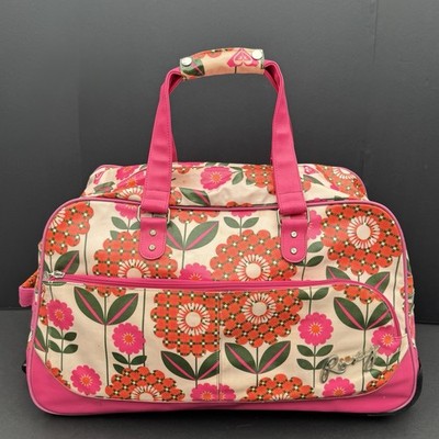 Retro Roxy Quicksilver Pink Floral Travel Luggage Rolling 26