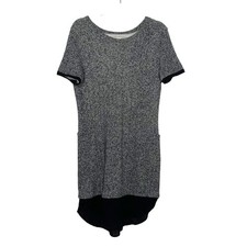 SHADES OF GREY Knee Length Sweater Dress Short Sleeve Crewneck Knit Gray Size S