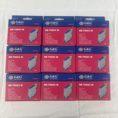 G&G Ink Cartridges NE-T0603 Magenta Epson Stylus C68/C88/CX3800 New Lot Of 9
