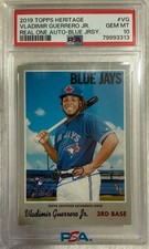 2019 TOPPS HERITAGE REAL ONE AUTO BLUE JAYS VLADIMIR GUERRERO JR RC PSA 10