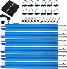 16Ft Trampoline Net and Pole Replacement, Universal Enclosure Poles with Blue