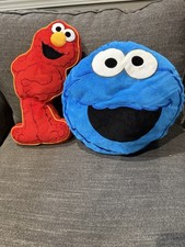 Sesame Street Elmo Cookie Monster Plush Throw Pillows Set 2 Soft Kids Decor