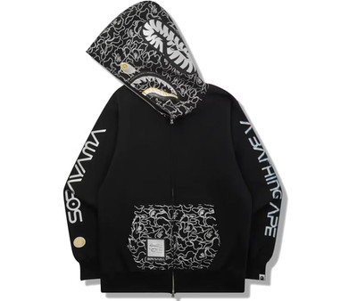 Bape x Hajime Sorayama Shark Full Zip Hoodie Pre-owned FW21 Sz L 100% AUTHENTIC