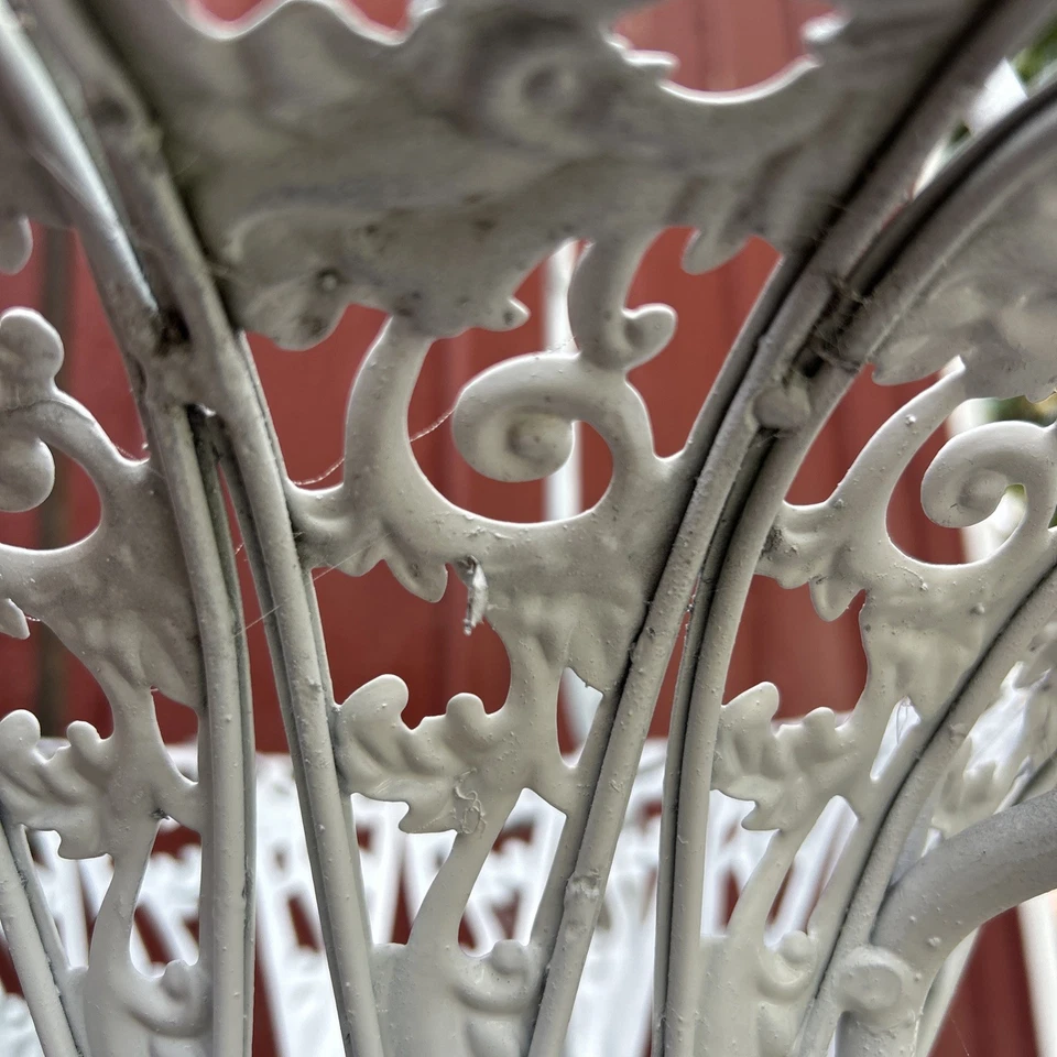 PAIR Antique Metal Wrought Iron Ornate French Victorian Hanging Basket Planter - Image 4 of 4