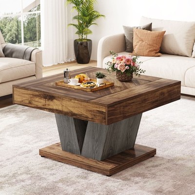 Square Coffee Table, 31.5'' Modern Wood Cocktail Tea Accent Table for LivingRoom