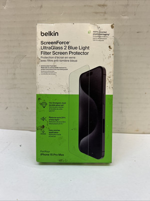 Belkin ScreenForce UltraGlass 2 Blue Light Screen Protector iPhone 15 Pro Max