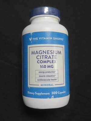 The Vitamin Shoppe Magnesium Citrate Complex 160 mg 300 Capsules Energy