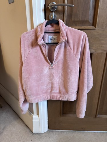 Hollister flauschiger rosa 1/4 Zip Pullover Damen weich kuschelig flauschig Kunstfell XS  - Bild 1 von 7