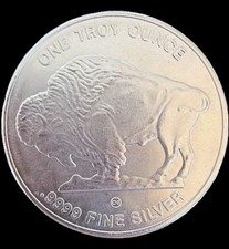 1 Troy Ounce (.9999 oz) Fine Silver Round Buffalo 67.51 per troy oz