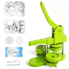Button Maker Machine 58mm 2.25 in Pin Badge Press 100pcs Kit Circle Cutter Green