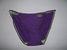 Girls 10-12 string bikini panties purple w/neon lime trim nwot tween 80s retro