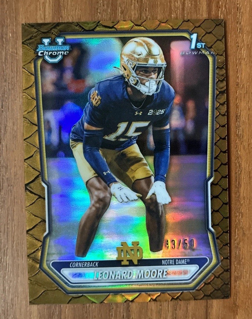 2026 Bowman Chrome U Leonard Moore BCP-112 Gold Reptilian Refractor /50