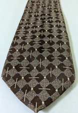 Vintage Sears Mens Store Tie 100 Polyester Made in Italy Brown Geometric 54x3"