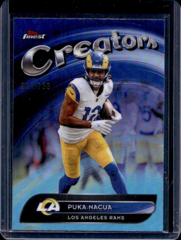 2025 Topps Finest Puka Nacua Creators Sky Blue Refractor #/150 Rams