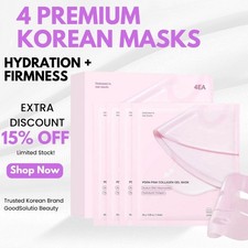 Korean Collagen Face Mask Niacinamide Glow 4 Sheets Fast EU  US Ship