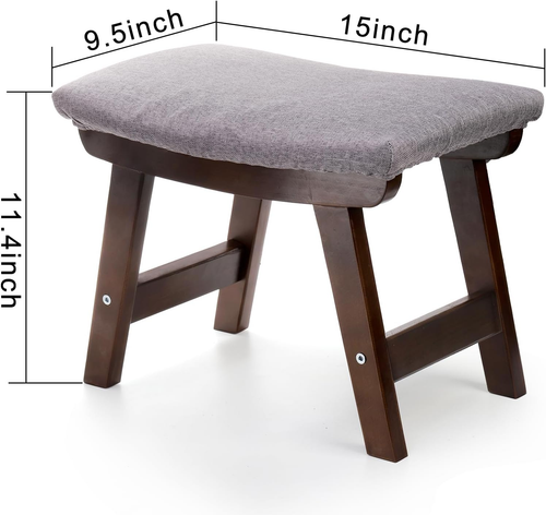 SOUJOY Small Foot Stool, Footrest Ottoman with Wood Legs, Sofa Tea Seat Stool - Picture 3 of 12