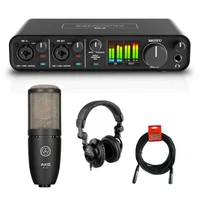 Motu M4 4x4 USB Audio Interface w/ AKG P220 Studio Mic, Headphones & XLR Cable