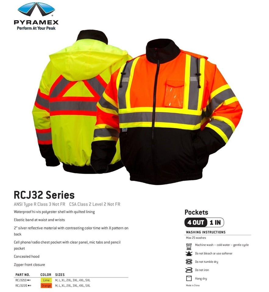 HIGH VISIBILITY INSULATED HI VIS REFLECTIVE WATERPROOF SAFETY BOMBER ...