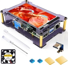 Miuzei Raspberry Pi 4 Touchscreen with Case Fan, 4 inch IPS Touch Screen LCD Dis
