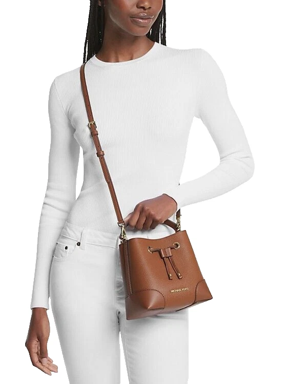 Nuovo Michael Kors Mercer piccolo cordino in pelle borsa a secchio bagaglio sacchetto polvere