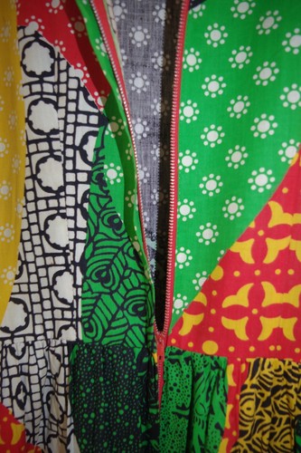C24 Vintage Bright Multicolor Patchwork Bandana Cotton L/S 1970s Maxi Long Dress - Picture 9 of 9