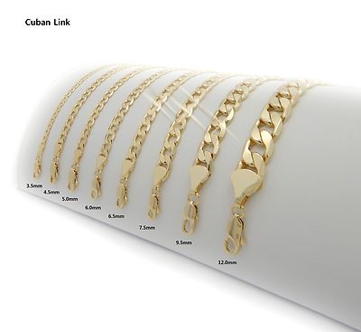 NEW 14K GOLD PLATED CUBAN LINK NECKLACE CHAIN (3.5mm to 12mm) / (20''/24''/30'') 