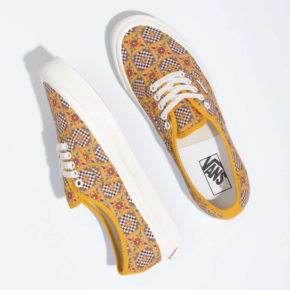 Vans Anaheim Tile Checkerboard Authentic Skate Shoes Yellow
