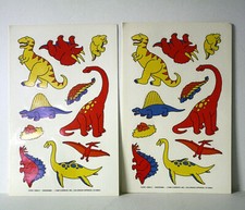 Lot of 2 Pages 1990 Current Dinorama Dinosaurs Cartoon Images Stickers Vintage